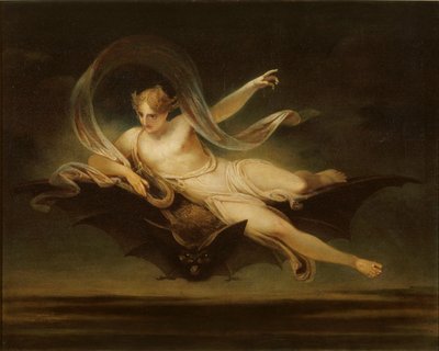 Ariel op de Rug van een Vleermuis door Henry Singleton